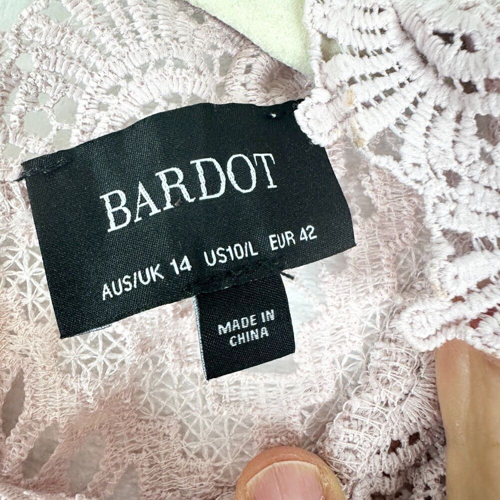 Bardot Imogen Lace Midi Dress Size 10 Pale Blush Cocktail Wedding Guest - Picture 11 of 12